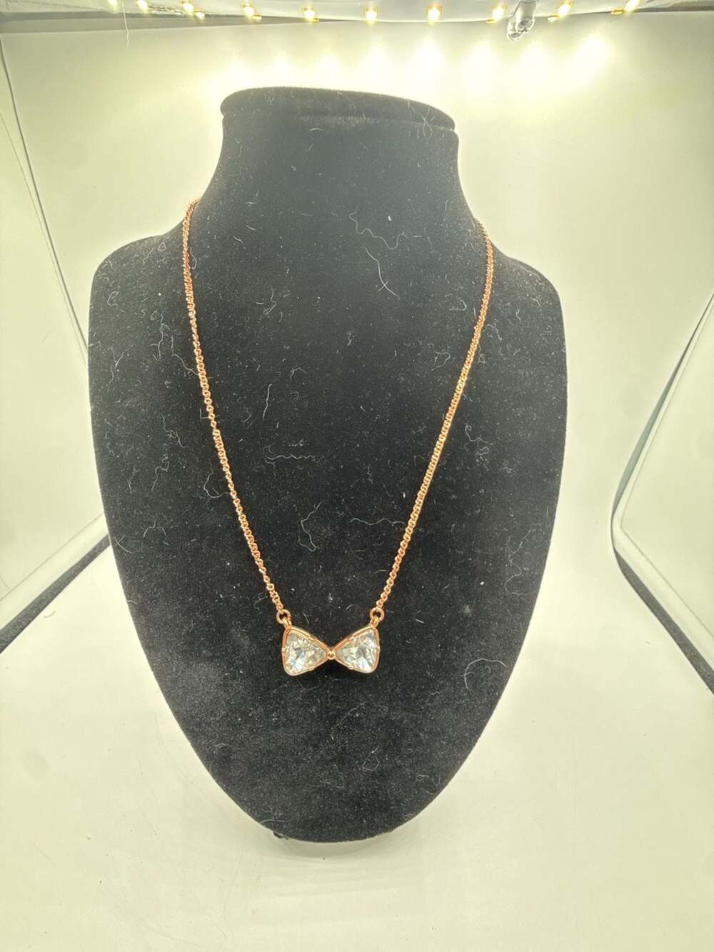 BCBGeneration Rose Gold-Tone Bow Crystal Pendant Necklace
